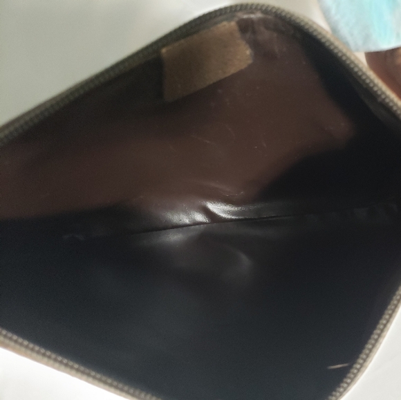 Gucci Vintage Sherry Line GG Web PVC Canvas Leather Brown Clutch Bag Authentic - Picture 3 of 5